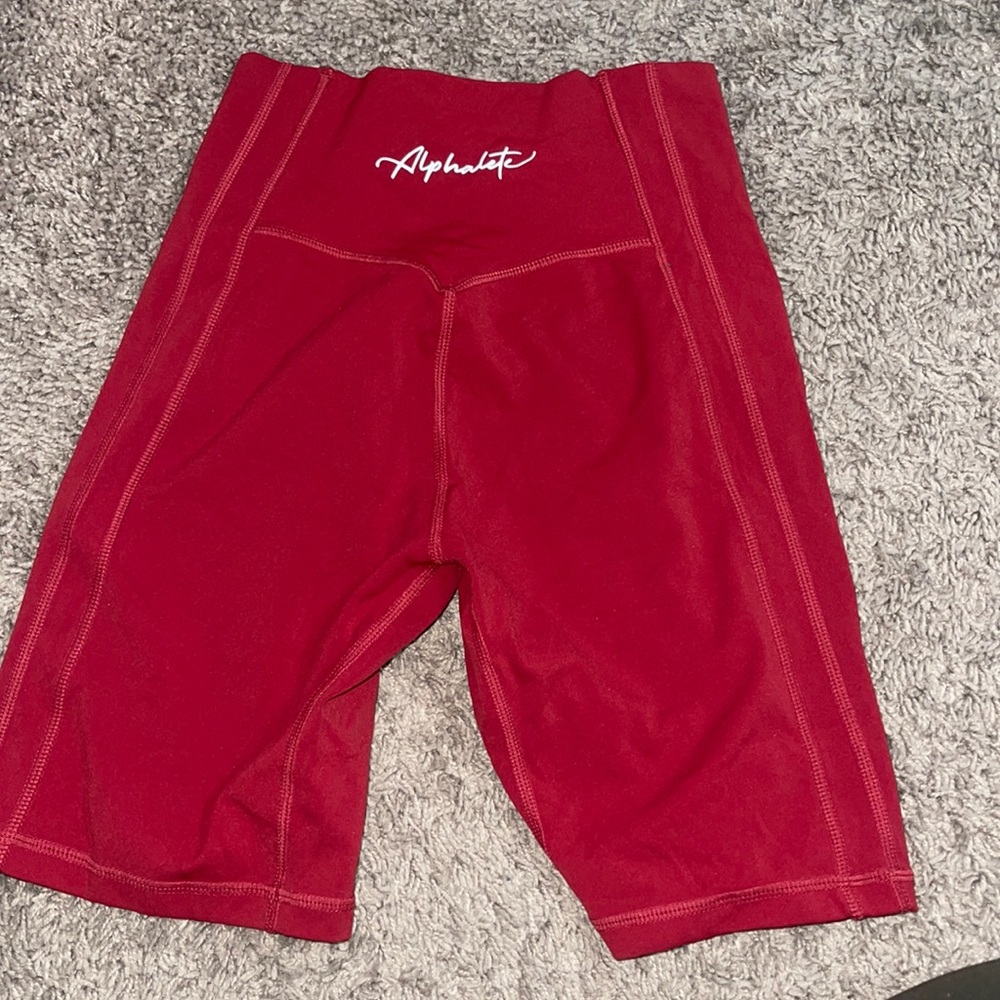 Red Alphalete Biker Shorts